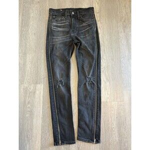 Levis Premium 510 Jeans Men's 29x30 Black Charcoal Skinny Fit Zip Legs Distress